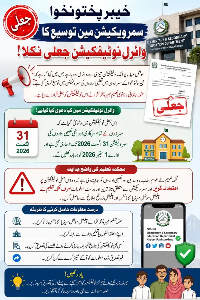 KP Clarifies Viral Summer Vacations Extension Notification Full Details 2026 