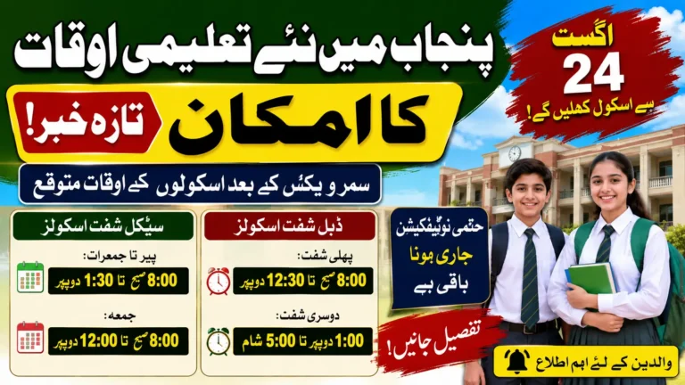 New School Timings Expected Across Punjab After Summer Break
